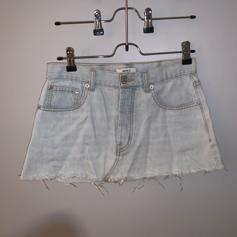 Forever 21 light wash denim mini skirt